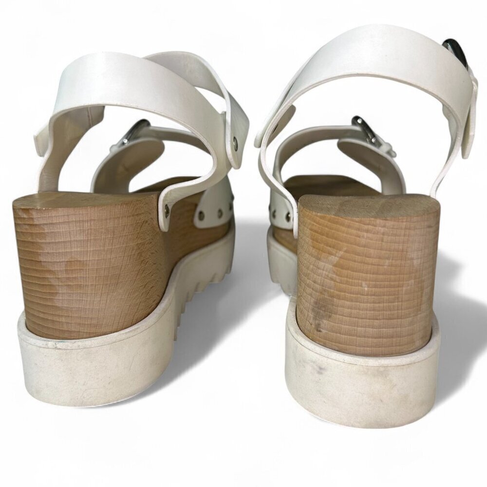 Stella McCartney Women's White Elyse Platform Wooden Sandal EU 38.5 - Picture 5 of 12